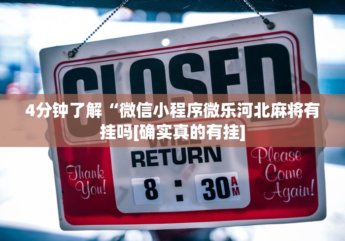 4分钟了解“微信小程序微乐河北麻将有挂吗[确实真的有挂]