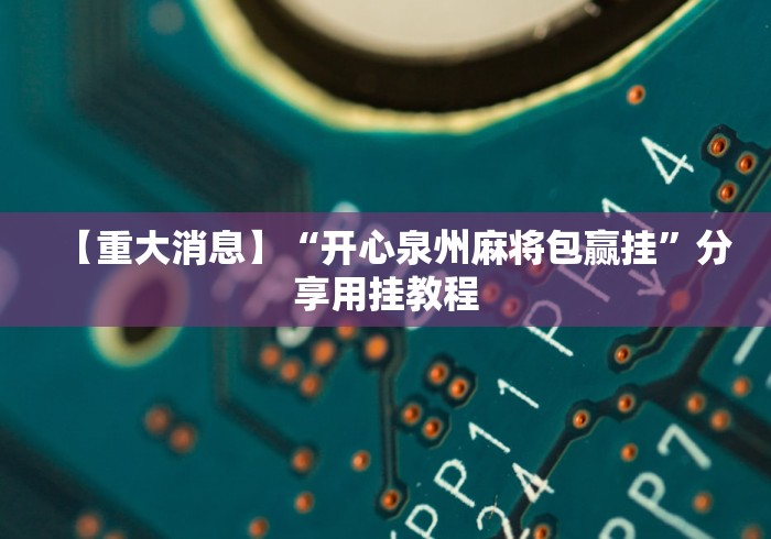 【重大消息】“开心泉州麻将包赢挂”分享用挂教程