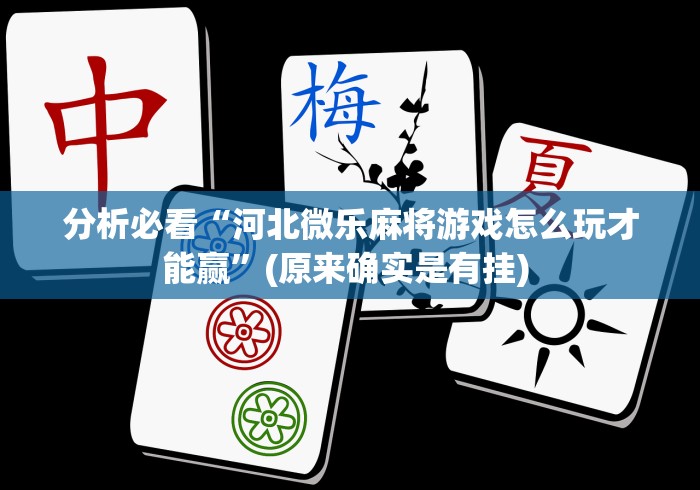 分析必看“河北微乐麻将游戏怎么玩才能赢”(原来确实是有挂) 