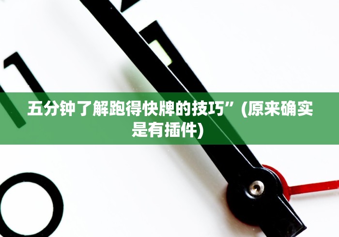 五分钟了解跑得快牌的技巧”(原来确实是有插件) 