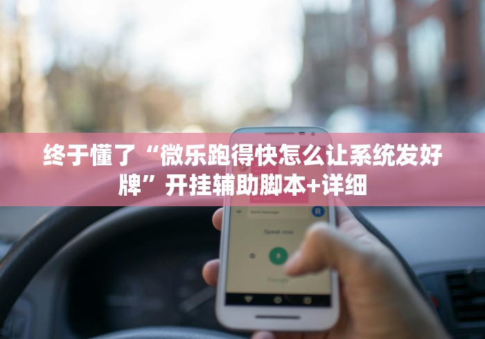 终于懂了“微乐跑得快怎么让系统发好牌”开挂辅助脚本+详细