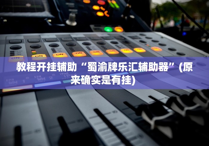 教程开挂辅助“蜀渝牌乐汇辅助器”(原来确实是有挂) 