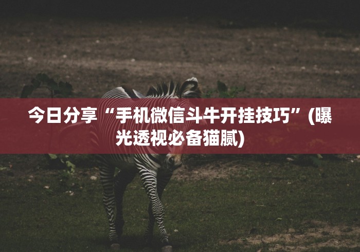 今日分享“手机微信斗牛开挂技巧”(曝光透视必备猫腻)