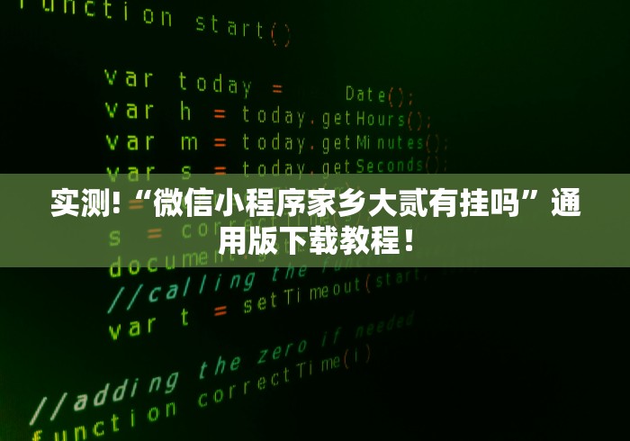 实测!“微信小程序家乡大贰有挂吗”通用版下载教程！