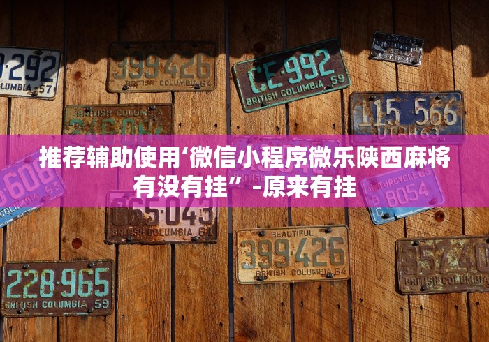 推荐辅助使用‘微信小程序微乐陕西麻将有没有挂”-原来有挂