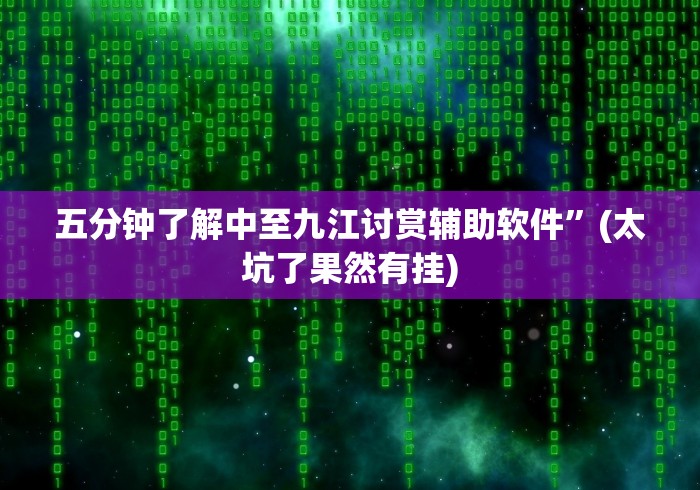 五分钟了解中至九江讨赏辅助软件”(太坑了果然有挂)