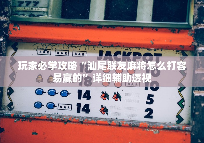 玩家必学攻略“汕尾联友麻将怎么打容易赢的”详细辅助透视