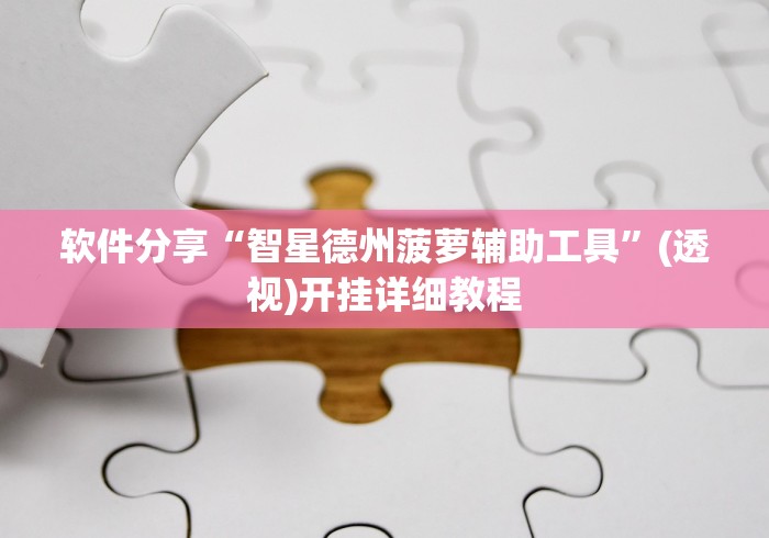 软件分享“智星德州菠萝辅助工具	”(透视)开挂详细教程