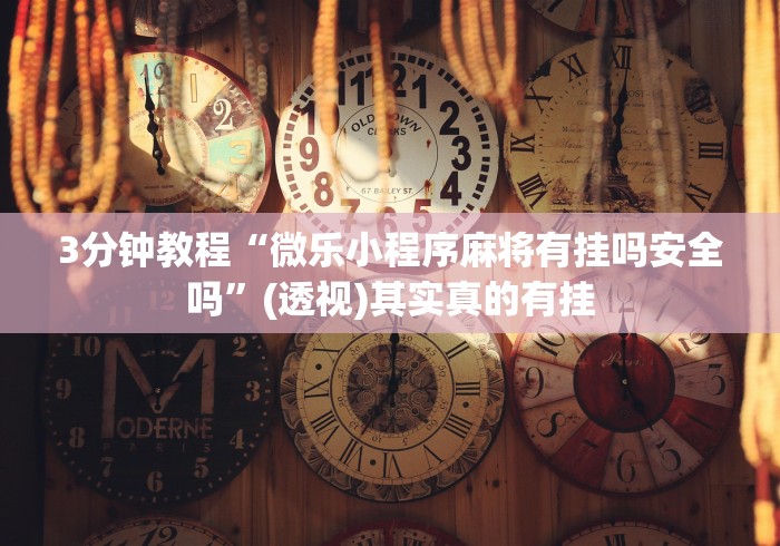 3分钟教程“微乐小程序麻将有挂吗安全吗”(透视)其实真的有挂