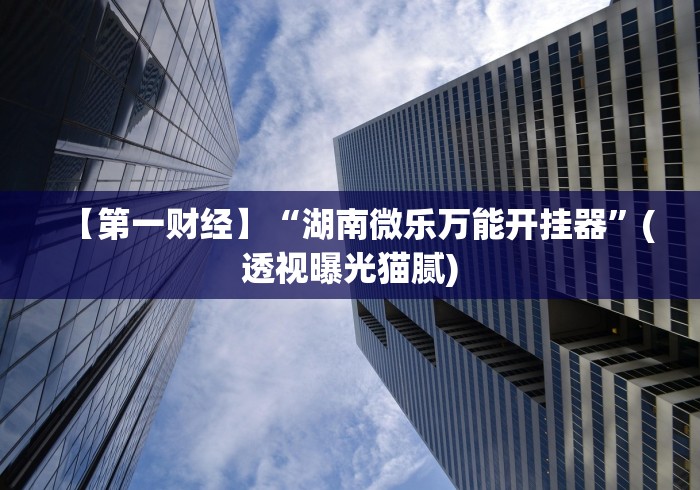 【第一财经】“湖南微乐万能开挂器	”(透视曝光猫腻)