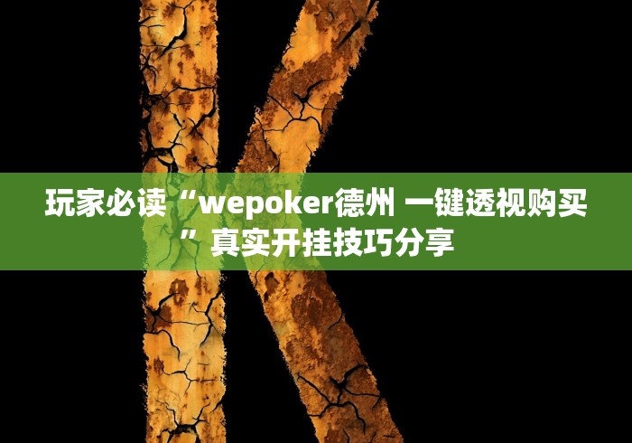 玩家必读“wepoker德州 一键透视购买	”真实开挂技巧分享