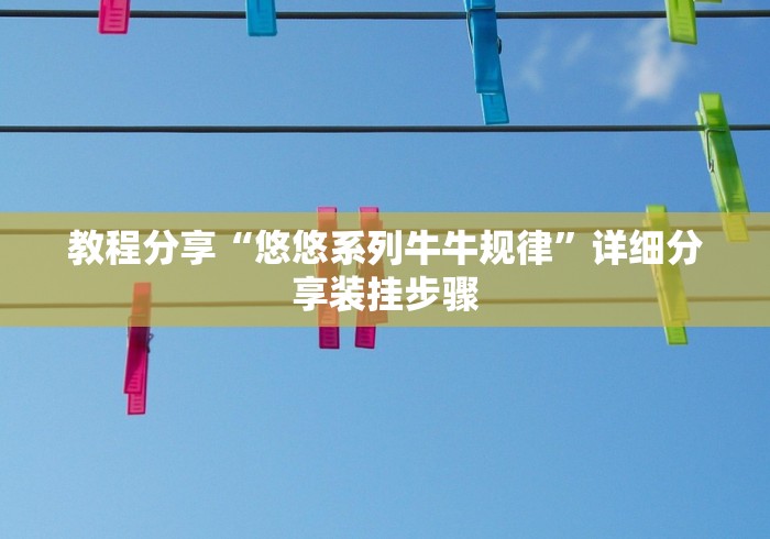 教程分享“悠悠系列牛牛规律”详细分享装挂步骤